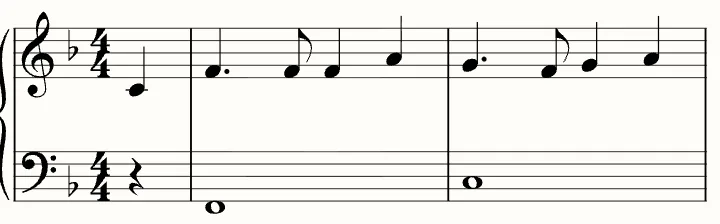 The first line of the sheet music for Auld Lang Syne