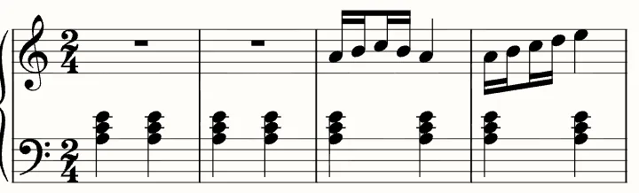 The first line of the sheet music for Arabesque, Op. 100 No. 2