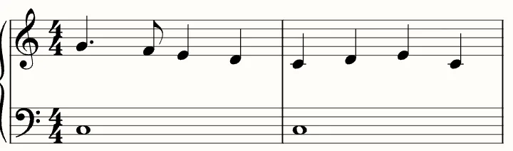 The first line of the sheet music for Deck the Halls