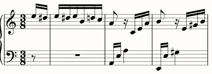 The first line of the sheet music for Für Elise