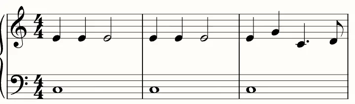 The first line of the sheet music for Jingle Bells