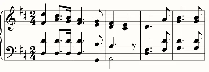 The first line of the sheet music for Joy to the World