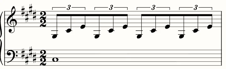 The first line of the sheet music for Moonlight Sonata