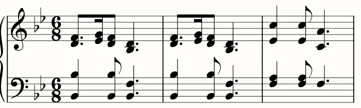 The first line of the sheet music for Silent Night