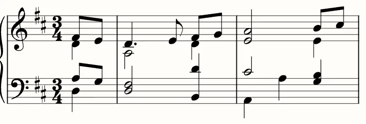 The first line of the sheet music for The First Noel