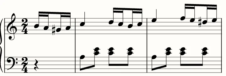 The first line of the sheet music for Turkish March