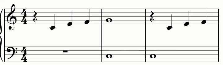 The first line of the sheet music for When the Saints Go Marching In